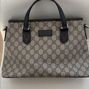 Gucci Monogram Beige and Brown Satchel
